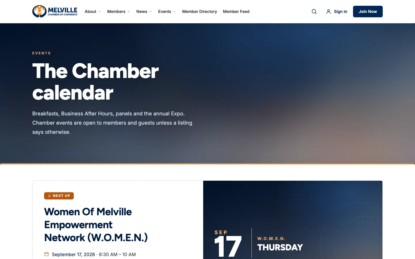Melville Chamber events calendar